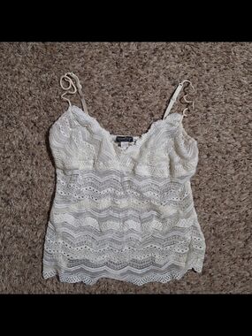 Vintage Cosabella Italy Sheer White Lace Cami Top Size M